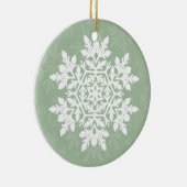Elegant White Snowflake (Sage Pine) Keramisch Ornament (Rechts)