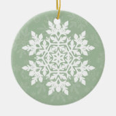 Elegant White Snowflake (Sage Pine) Keramisch Ornament (Voorkant)