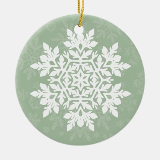 Elegant White Snowflake (Sage Pine) Keramisch Ornament (Voorkant)