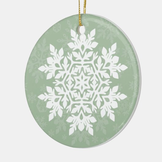 Elegant White Snowflake (Sage Pine) Keramisch Ornament (Links)