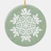Elegant White Snowflake (Sage Pine) Keramisch Ornament (Achterkant)