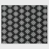 Elegant White Snowflakes on Black Cadeaupapier (Vlak)