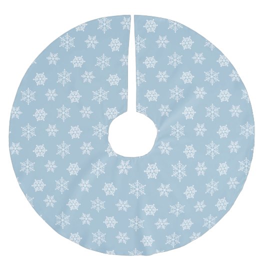 Elegant White Snowflakes op Light Blue Kerstboom Rok (Voorkant)