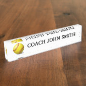 Elegant White Softball Coach Naambordje (Zijkant)