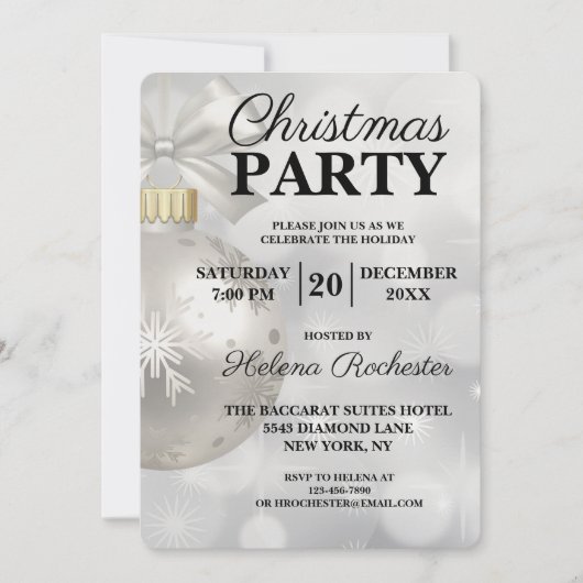 Elegant White Sparkle-kerstparty Kaart (Voorkant)