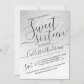 Elegant White Sparkly Glitter Ombre Sweet 16 Kaart (Voorkant)