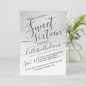 Elegant White Sparkly Glitter Ombre Sweet 16 Kaart (Staand voorkant)