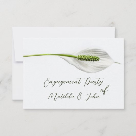 Elegant white spathiphyllum Engagement Party Kaart (Voorkant)