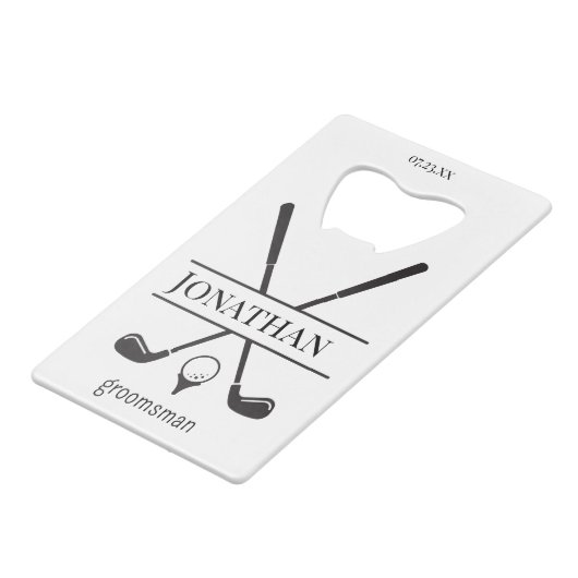 Elegant White Specialized Groomsmen Golf Clubs Creditkaart Flessenopener (Achterkant Gekanteld)