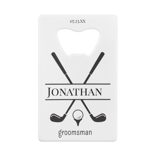 Elegant White Specialized Groomsmen Golf Clubs Creditkaart Flessenopener (Achterkant)