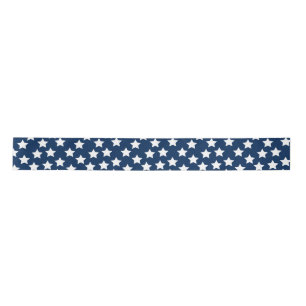 Elegant White Stars Blue Background Patriotic Satijnen Lint