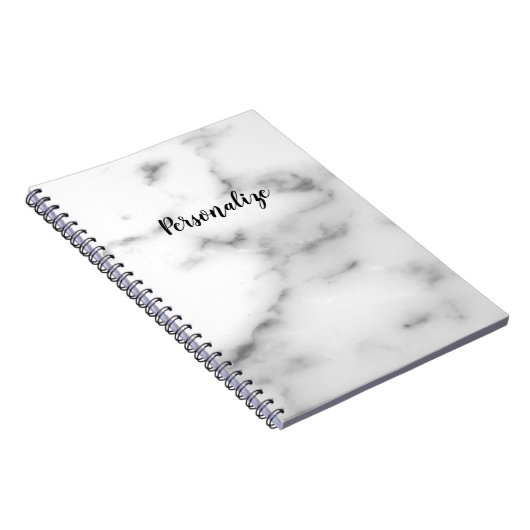Elegant white stone marmer, aangepast notebook notitieboek (Rechterzijde)