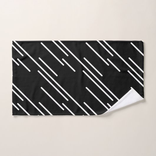 Elegant White Stripes Pattern Black Bad Handdoek (Handdoek)