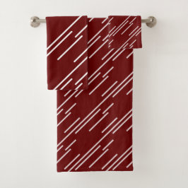 Elegant White Stripes Pattern Burgundy Red Bad Handdoek