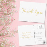 Elegant White Stylish Gold Script Hartelijk dank Briefkaart<br><div class="desc">Creëer uw eigen aangepaste, gepersonaliseerde, elegante bedankbriefje briefkaart. Voer uw bericht in / opmerking van dank. Elegant bedankbriefje briefkaart voor gebruik op bruiloft, huwelijksverjaardag, verjaardag, afstuderen, vrijgezellenfeest, baby shower, feestdagen, of een andere speciale gelegenheid gerelateerde mailings OF om de verpleegkundige, medische, zorgpersoneel van het ziekenhuis, gezondheidswerker, verpleegkundige, verpleegkundige, arts, en...</div>