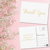 Elegant White Stylish Gold Script Hartelijk dank Briefkaart