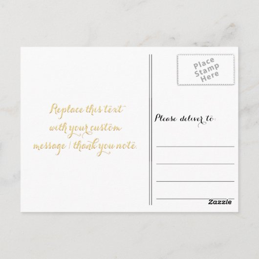 Elegant White Stylish Gold Script Hartelijk dank Briefkaart (Achterkant)