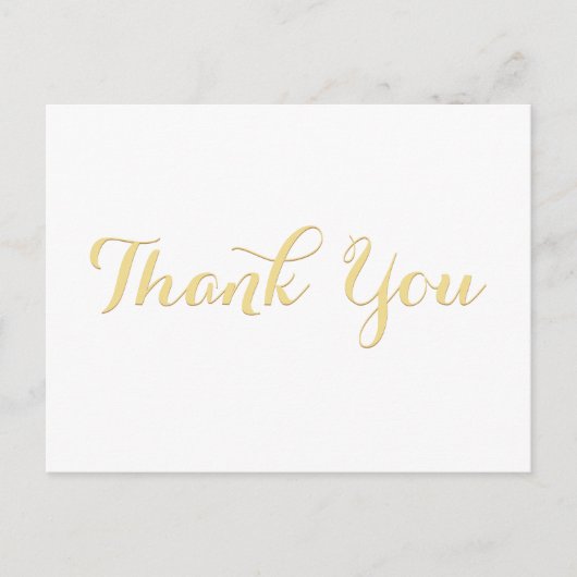 Elegant White Stylish Gold Script Hartelijk dank Briefkaart (Voorkant)