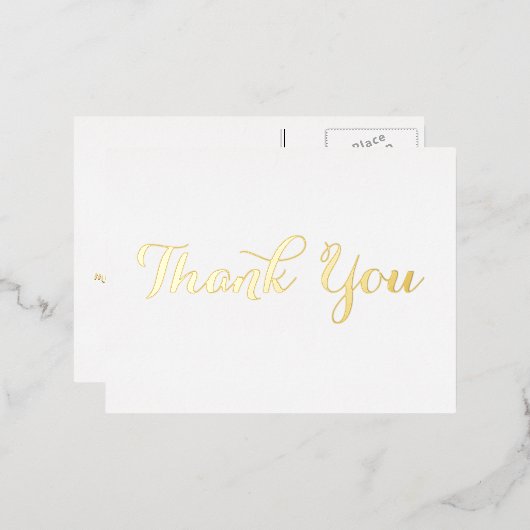 Elegant White Stylish Gold Script Hartelijk dank Folie Uitnodiging Briefkaart (Voorkant / Achterkant)