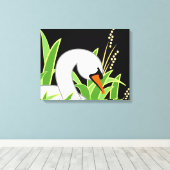 Elegant White Swan Canvas Afdruk (Insitu (Houten vloer))