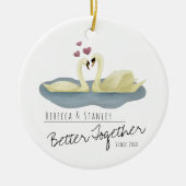 Elegant White Swan Couple Wedding Jubileum Keramisch Ornament (Voorkant)