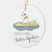 Elegant White Swan Couple Wedding Jubileum Keramisch Ornament (Links)