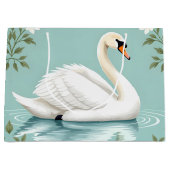 Elegant white swan floral blue groot cadeauzakje (Voorkant)