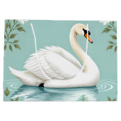 Elegant white swan floral blue groot cadeauzakje (Achterkant)