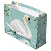 Elegant white swan floral blue groot cadeauzakje (Achterkant Gekanteld)
