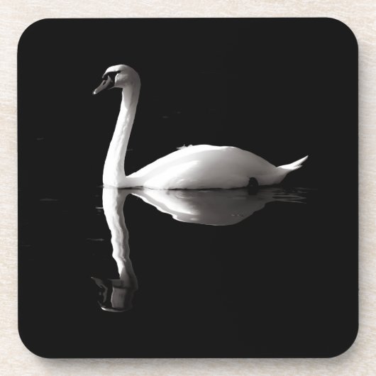 Elegant White Swan Reflection op Black Lake Bier Onderzetter (Voorkant)