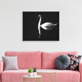 Elegant White Swan Reflection op Black Lake Canvas Afdruk (Insitu (Woonkamer))