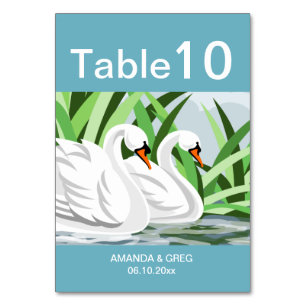 Elegant White Swan Table Number Kaarten