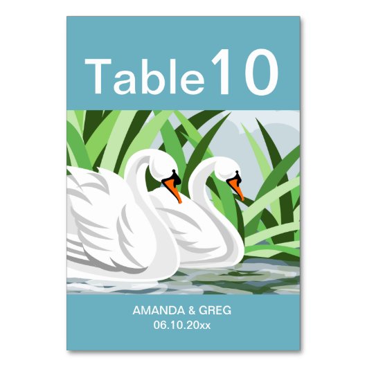 Elegant White Swan Table Number Kaarten (Achterkant)