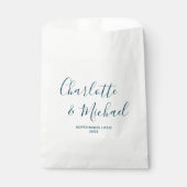 Elegant White & Teal Script Minimalist Wedding Bedankzakje (Voorkant)