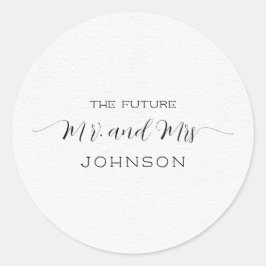 Elegant White Texture Mr en Mrs. Ronde Sticker