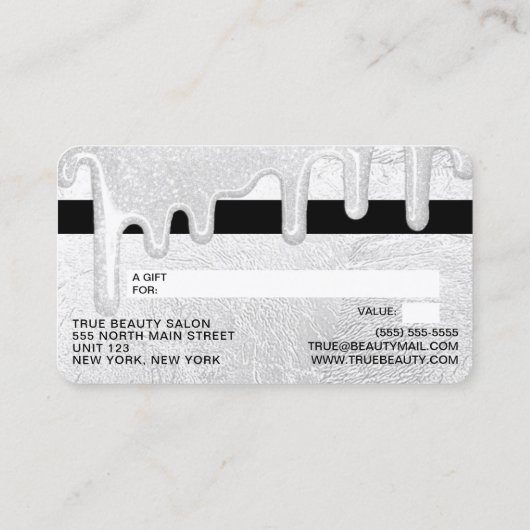 Elegant White Thick Glitter Drivers Creditering ca Visitekaartje (Achterkant)