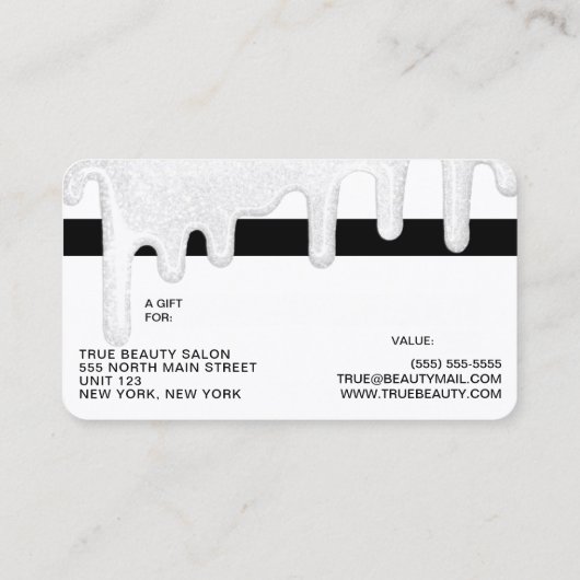 Elegant White Thick Glitter-schijven Gift Credit B Visitekaartje (Achterkant)