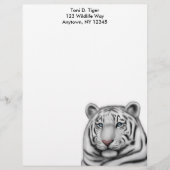 Elegant White Tiger Letterhead Briefhoofd Sjabloon (Voorkant)