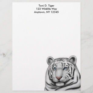 Elegant White Tiger Letterhead Briefhoofd Sjabloon