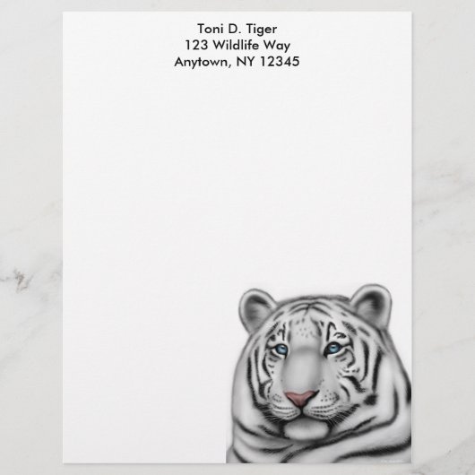 Elegant White Tiger Letterhead Briefhoofd Sjabloon (Voorkant)