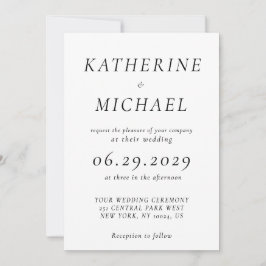 Elegant White Timeless Wedding Invitations Kaart