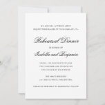 Elegant White Traditional Formal Rehearsal Dinner Kaart<br><div class="desc">Elegant repetitief Inwendige uitnodigingen met de gebeurtenistitel en uw namen in zwarte kalligrafie en uw details in een serif doopvont,  over een witte achtergrond. Dit klassieke ontwerp is ideaal voor een officieel huwelijksrepetitief diner.</div>