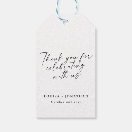 Elegant White Trendy Script Custom Hartelijk dank Cadeaulabel (Achterkant)