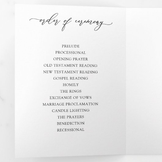 Elegant White Tri-voudig Wedding Program Booklet Drieluik Programma (Binnenzijde eerst)