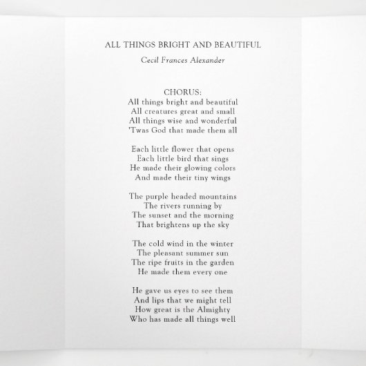 Elegant White Tri-voudig Wedding Program Booklet Drieluik Programma (Binnenkant midden)