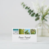 Elegant White Tropical Photo Collage Visitekaartje (Staand voorkant)