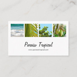 Elegant White Tropical Photo Collage Visitekaartje
