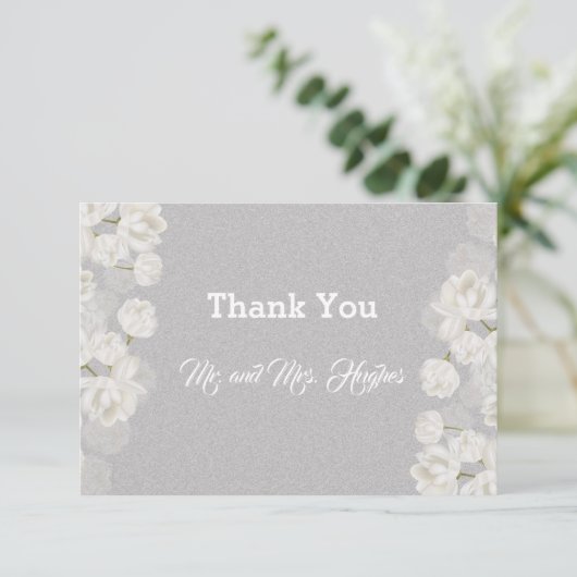 Elegant white Tulip Wedding Bedankkaart (Staand voorkant)