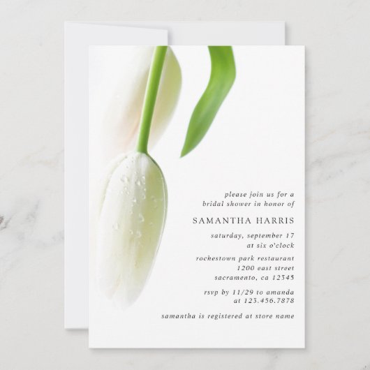 Elegant White Tulips Vrijgezellenfeest Kaart (Voorkant)