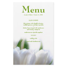 Elegant White Tulips Wedding Dinner Menu Kaart